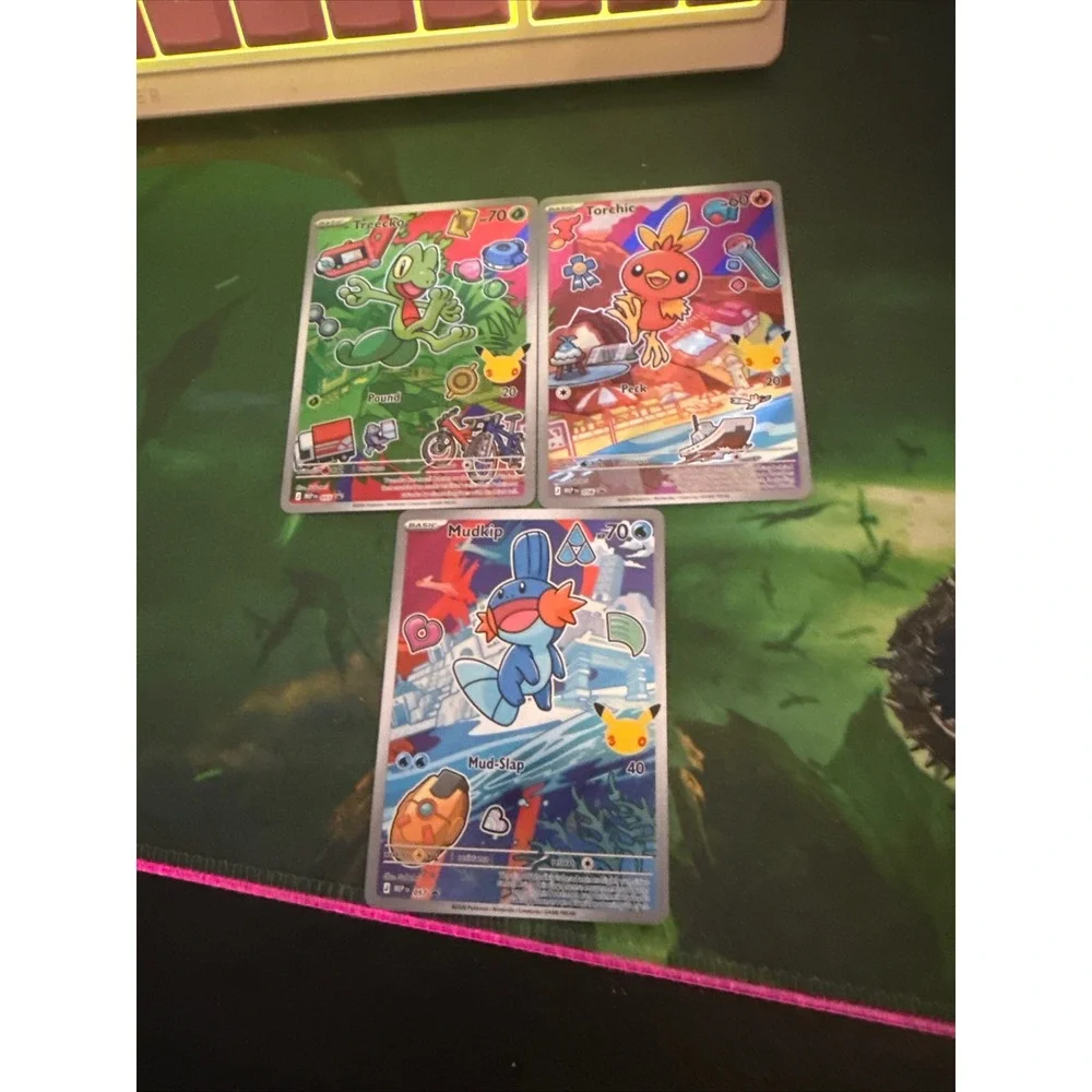 Pokemon Celebrations Hoenn Starter Set Treecko Torchic Mudkip Full Art Holo 3pk